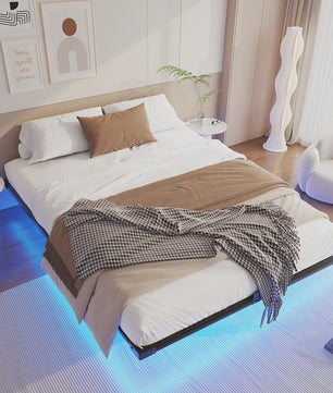 Zwevend Metalen Bedframe met LED Verlichting - Modern Platform Bed