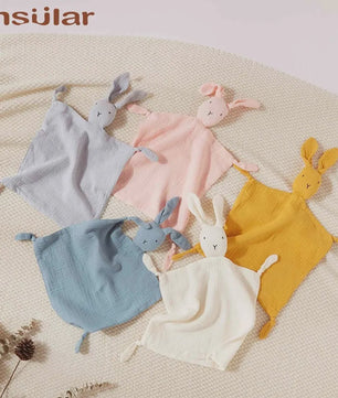Zacht Muslin Baby Knuffeldoekje met Konijn - Comfort & Slaapmaatje voor Pasgeborenen