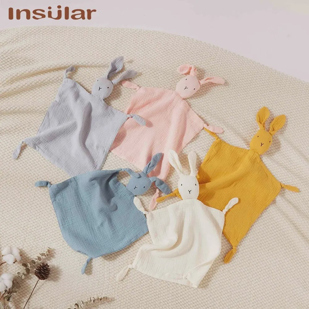 Zacht Muslin Baby Knuffeldoekje met Konijn - Comfort & Slaapmaatje voor Pasgeborenen