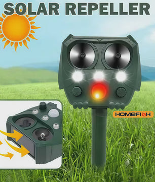 Solar Dier Afweerder Ultrasoon met LED Verlichting - Honden, Katten & Vogels Verjagen