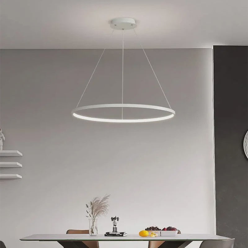 Moderne Ronde LED Plafondlamp Zwart/Wit - Dimbaar Hanglamp voor Keuken en Woonkamer