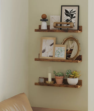Set van 3 Wandplanken 38cm - Zwevend & Sfeervol Houtdesign