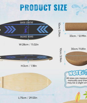 Balance Board Wood Sportneer Indoor Board Skateboard, Indoor Surfboard, Trickboard and Balance Board for Children and Adults
