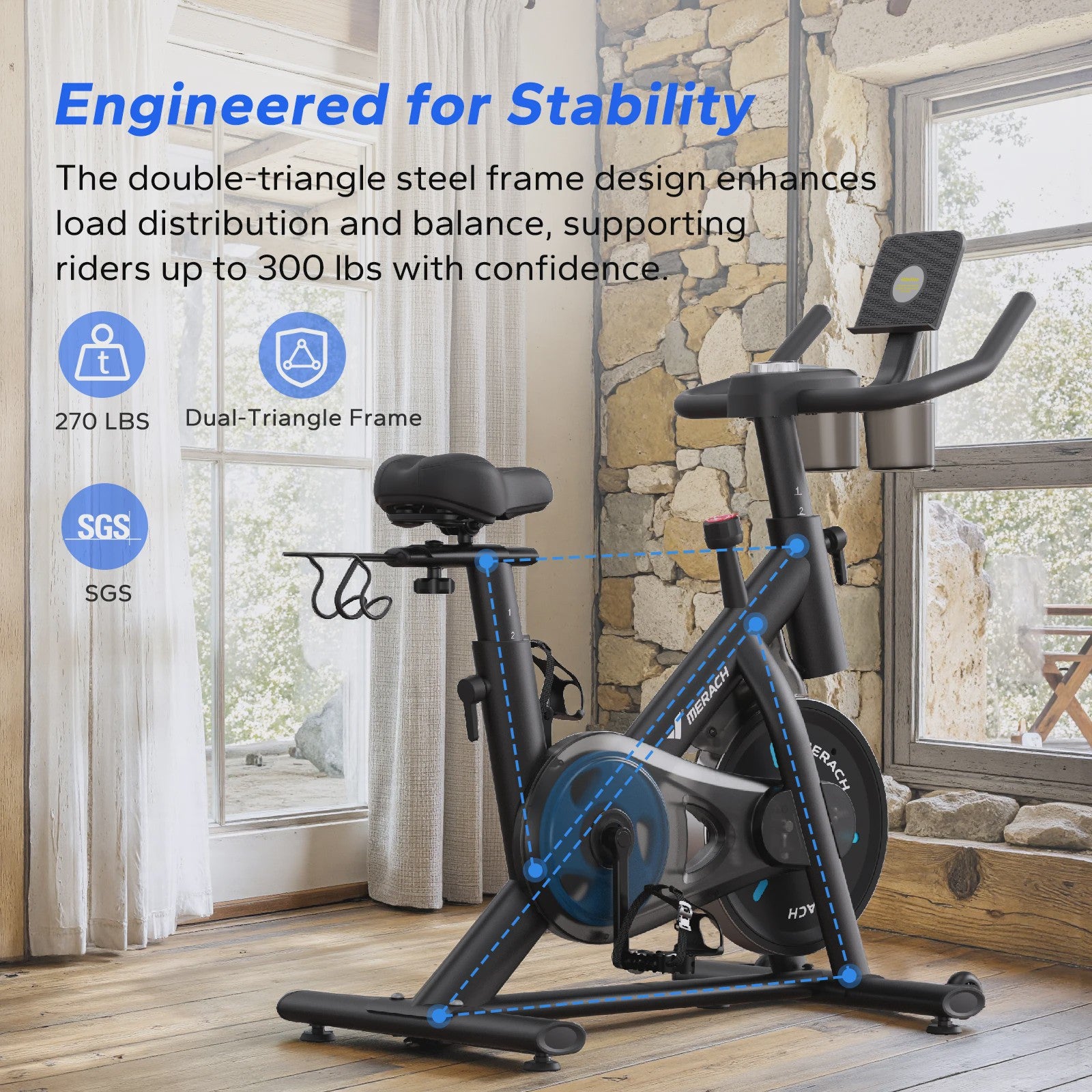 MERACH S26B2 Hometrainer - Stille Magneetweerstand Fiets met App & Fitness Cursussen