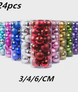 24x Kerstballen Set - 3/4/6cm - Multicolor & Glitter - Kerstboom Decoratie