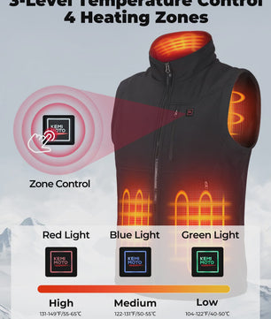 KEMIMOTO Elektrisch Verwarmd Vest Unisex - 6 Zones, 10000mAh Accu, App Bediening