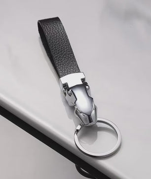 Luxe Luipaardkop Sleutelhanger van Echt Leer & Metaal - Perfect voor Jaguar