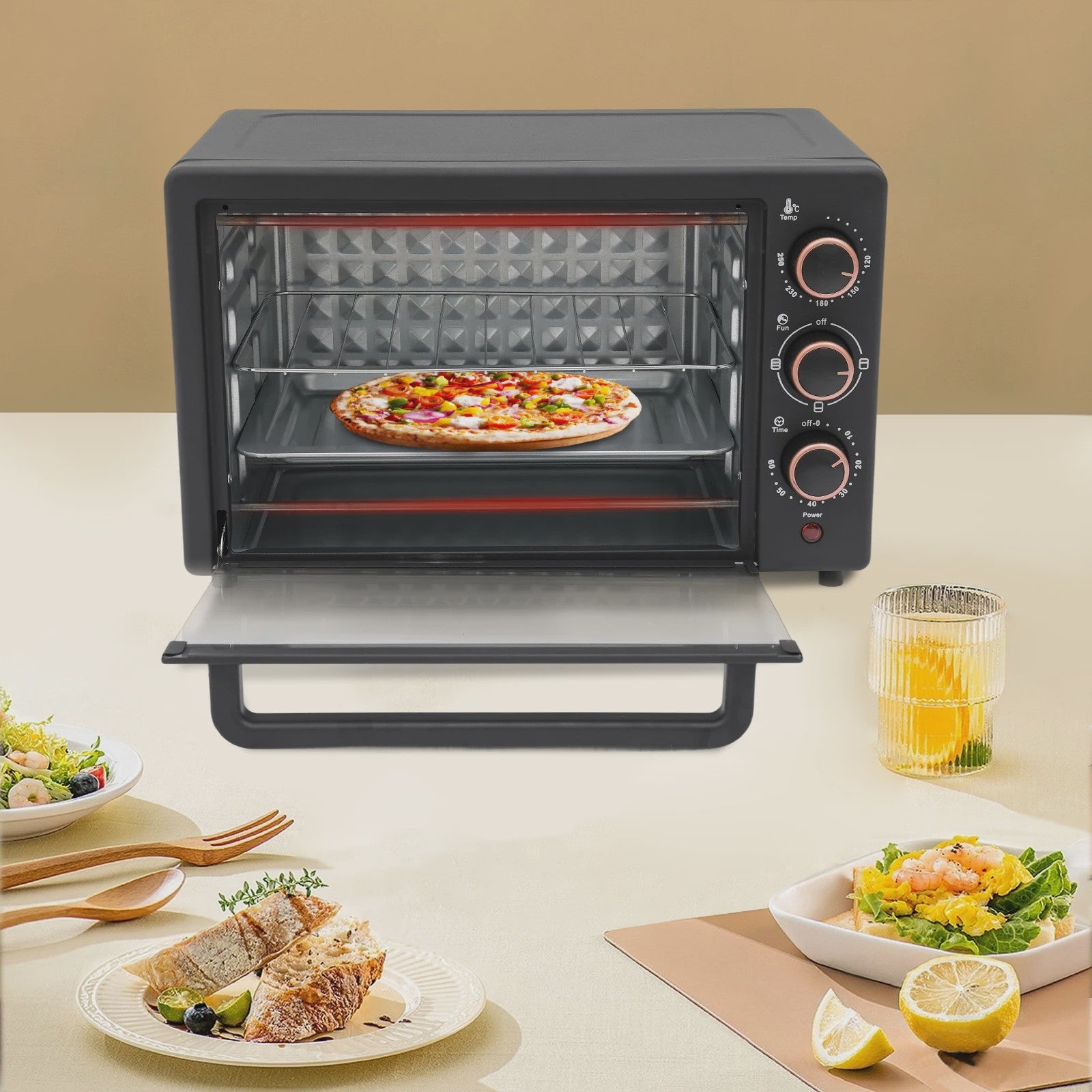 Elektrische Oven 1000W - 22L met Grillpan - Bakken, Grillen & Roosteren