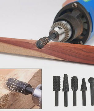 5-delige Houtsnijset Boren - Rotatie Burr Bits voor Houtbewerking