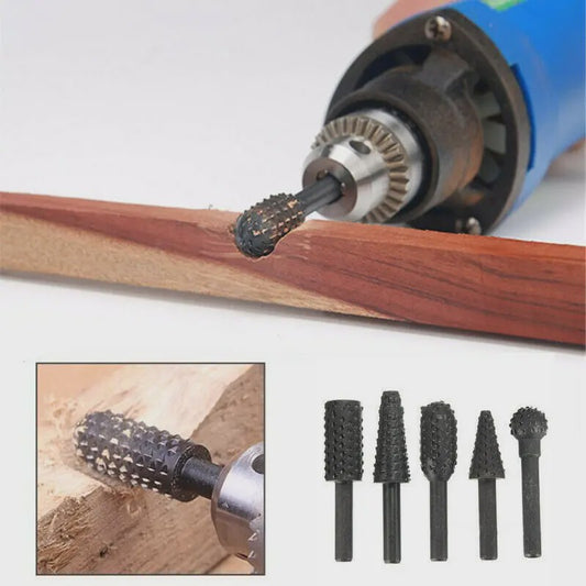 5-delige Houtsnijset Boren - Rotatie Burr Bits voor Houtbewerking