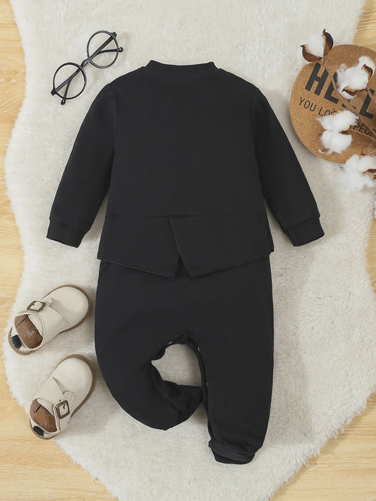 Baby Jongen Romper Gentleman Prins Kostuum met Voetjes - Katoen - 0-12 Maanden