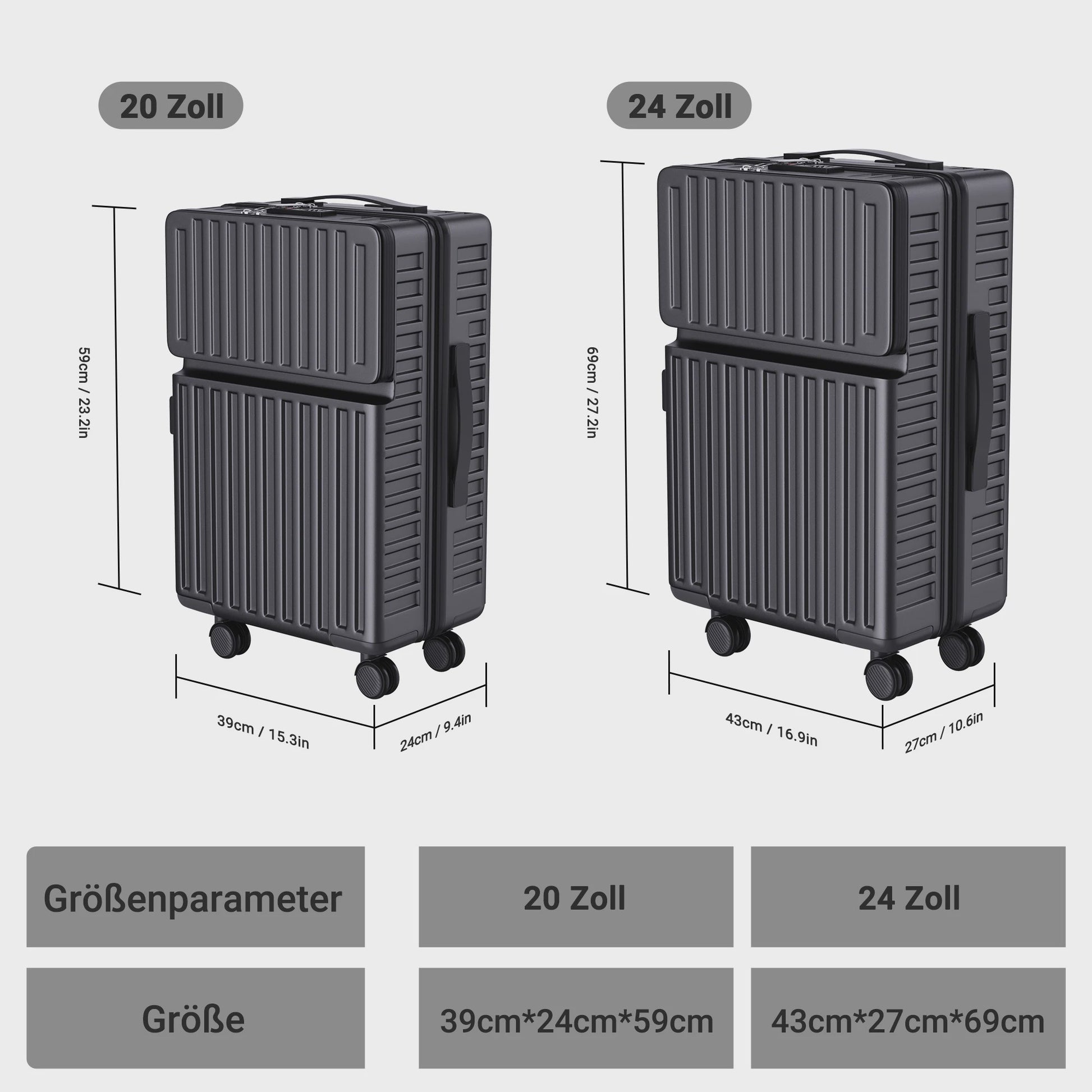 2-delige ABS Hardcase Koffer Set met TSA Slot - 20" & 24" Spinner Trolleys