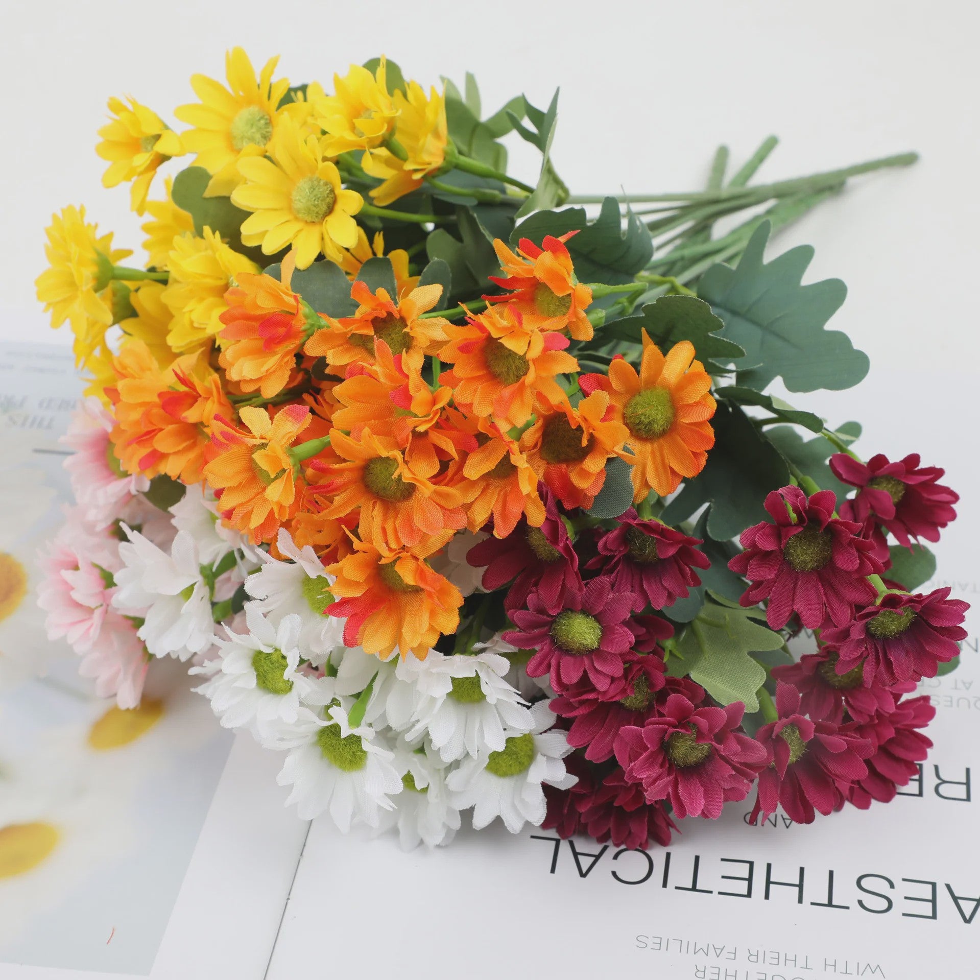 Kunstboeket Margrieten - Zijden Bloemen voor Decoratie (32cm)