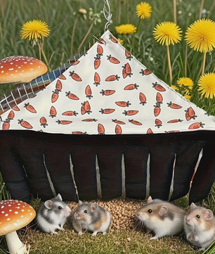 Wasbare Kleine Huisdiertent - Comfortabele Hangmat met Wortelpatroon voor Hamsters, Konijnen, Cavia's en Meer