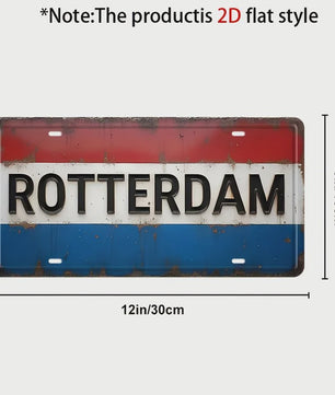 Rotterdam Nederlandse Vlag Retro Metalen Wanddecoratie - Decoratief Plaat