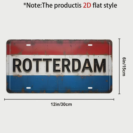 Rotterdam Nederlandse Vlag Retro Metalen Wanddecoratie - Decoratief Plaat