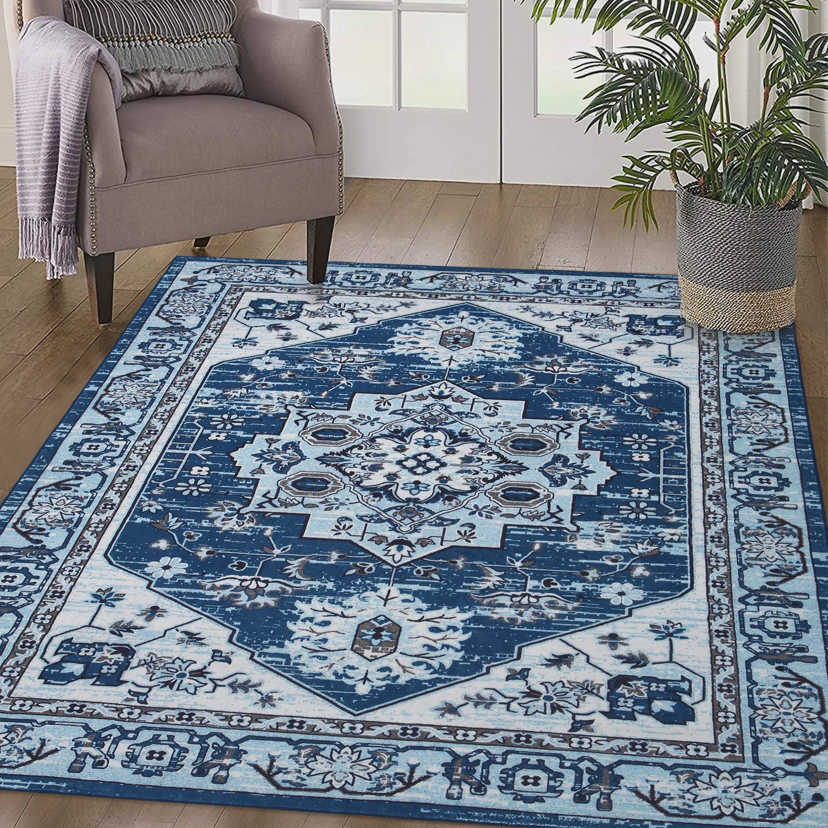 Wasbare Vintage Vloerkleed met Perzisch Design - Antislip & Laagpolig