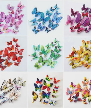 12x 3D Vlinder Stickers - Kleurrijke Decoratie voor Huis, Bruiloft & Kantoor