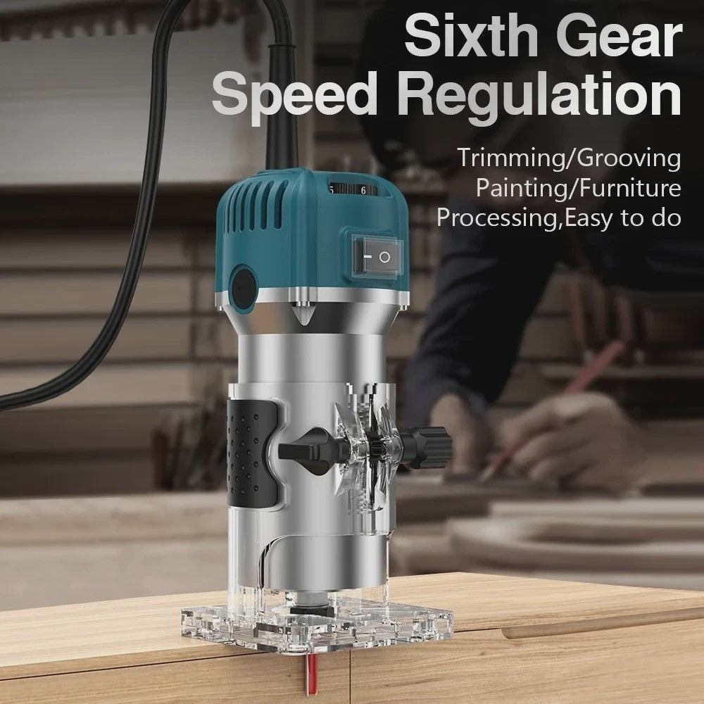 Krachtige 800W Elektrische Houtfrees Trimmer met 6 Snelheden (30000rpm) - Voor Houtbewerking & DIY