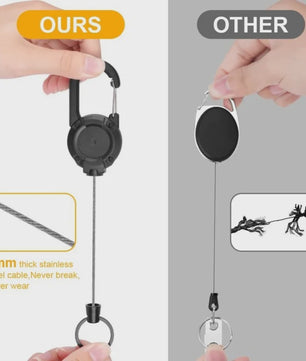 Robuuste Intrekbare Sleutelhanger met Karabijnhaak - Ideaal voor ID-badges, Sleutels & Outdoor