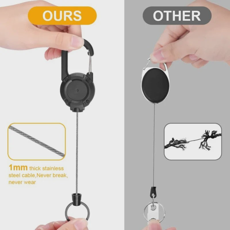 Robuuste Intrekbare Sleutelhanger met Karabijnhaak - Ideaal voor ID-badges, Sleutels & Outdoor