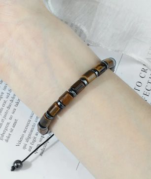 Blauwe Cilindervormige Agate Armband - Gevlochten Natuursteen Bangle voor Dames en Heren