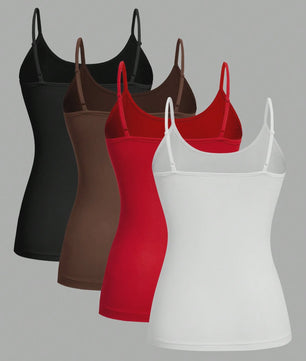 Set van 4 Dames Camisoles - Basic Tanktops Zomer Mouwloos