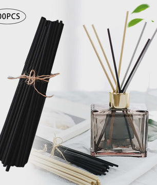 100 Stuks Rietstokjes voor Diffusers - 3mm x 20cm - Zwart, Wit & Naturel