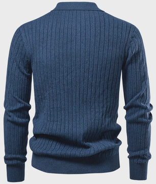 Heren Kabel Gebreide Polo Trui - Casual Slim Fit Herfst Winter