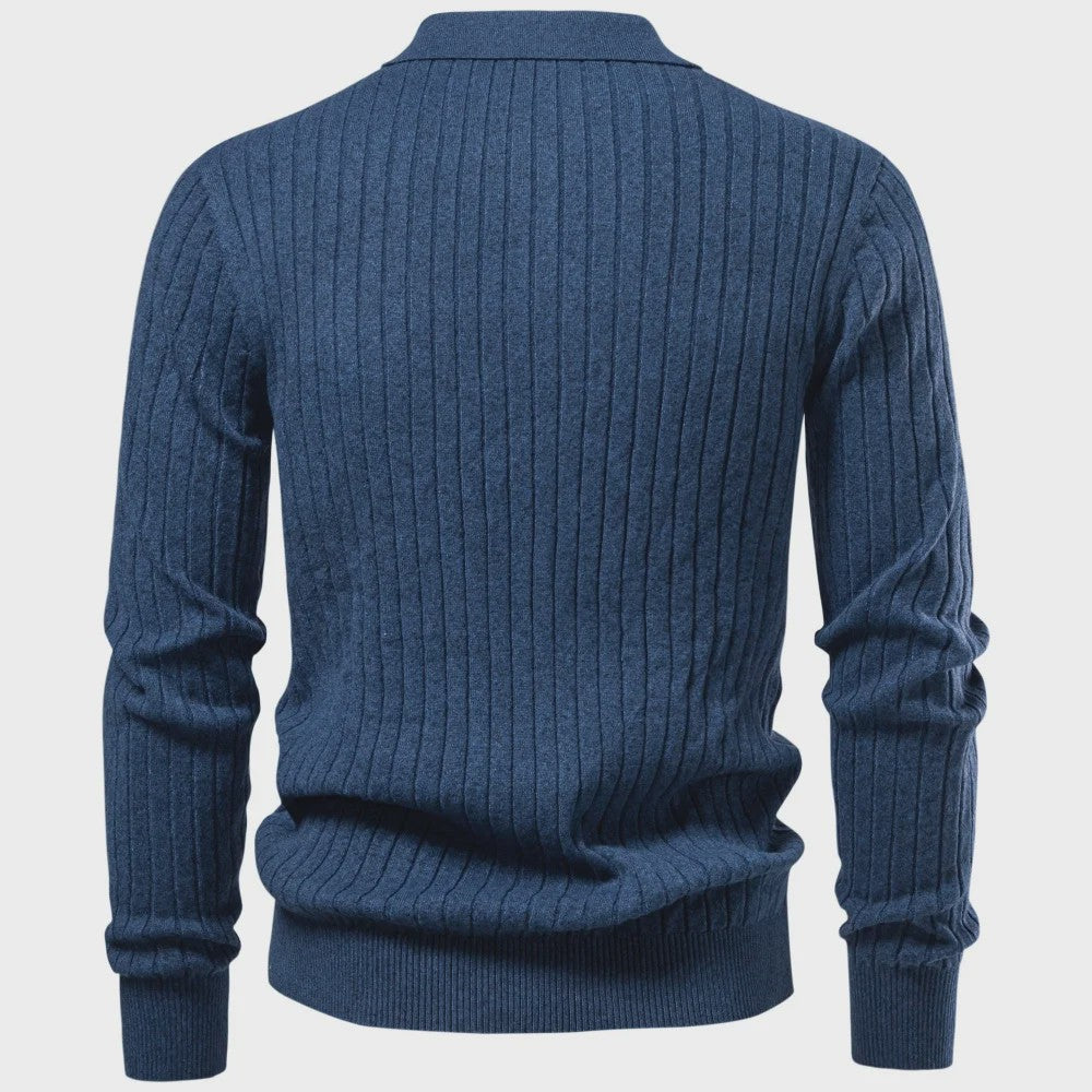 Heren Kabel Gebreide Polo Trui - Casual Slim Fit Herfst Winter