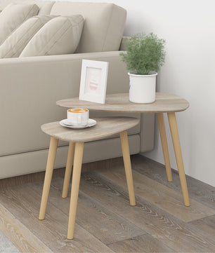 Set van 2 Nesting Salontafels met Houten Poten - Modern en Natuurlijk