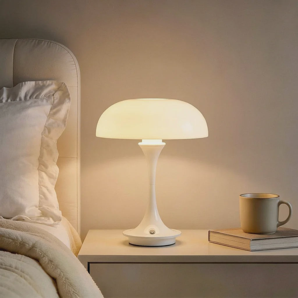 Moderne Oranje Mushroom Tafellamp met Touch Control - 3 Kleuren & Dimbaar