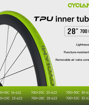 CYCLAMI Ultralichte TPU Binnenband voor Racefiets 700C - Verwisselbare Presta Ventiel