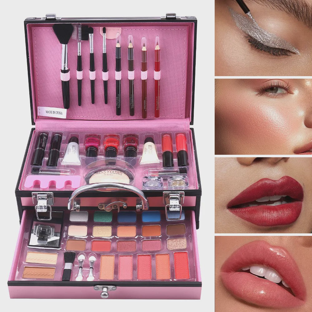 Professionele Make-up Koffer: Complete Make-up Set met Oogschaduw, Lipstick, Blush & meer - Draagbaar & Multifunctioneel