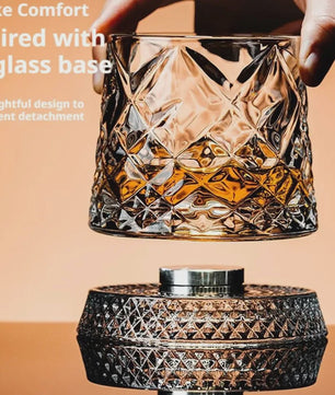 Set van 2 Draaibare Whiskey Glazen met Glazen Voet - Kristal Rum Cocktail Glazen