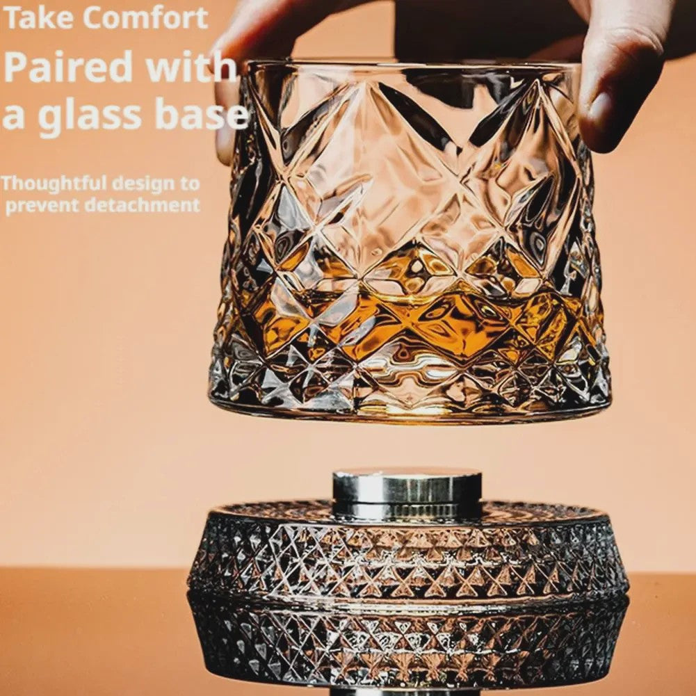 Set van 2 Draaibare Whiskey Glazen met Glazen Voet - Kristal Rum Cocktail Glazen