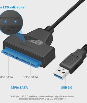 SATA naar USB 3.0/2.0 Adapterkabel voor 2.5 inch HDD/SSD - 6 Gbps