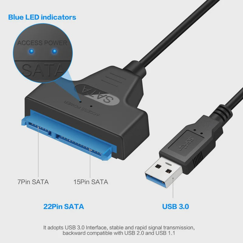 SATA naar USB 3.0/2.0 Adapterkabel voor 2.5 inch HDD/SSD - 6 Gbps