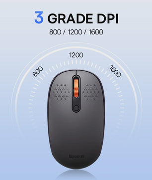 Baseus Draadloze Muis: Bluetooth & 2.4GHz, 1600DPI, Stille Kliks - Perfect voor PC, MacBook & Tablet