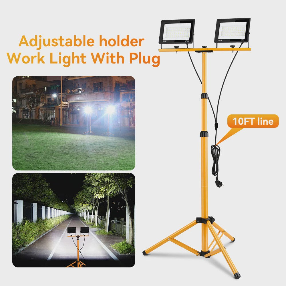 Dubbele LED Werkverlichting op Verstelbaar Statief - 200W/100W - IP66 Waterdicht