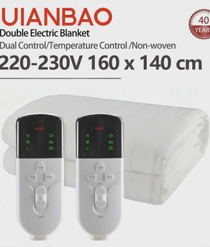 RUIANBAO Dubbele Elektrische Deken 160x140cm - Constante Warmte & Dubbele Controle