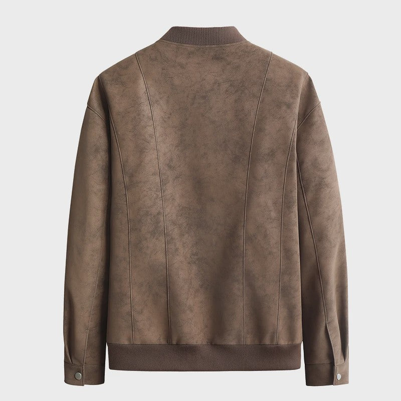Herfst/Winter Heren Suède Bomberjack met Baseballkraag - Casual & Zakelijk
