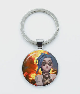 League of Legends Jinx Anime Glazen Hanger Sleutelhanger - Uniek Cadeau voor Fans