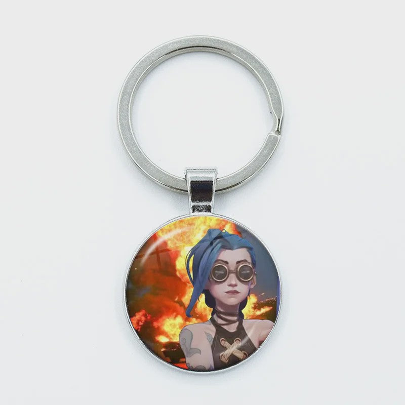 League of Legends Jinx Anime Glazen Hanger Sleutelhanger - Uniek Cadeau voor Fans