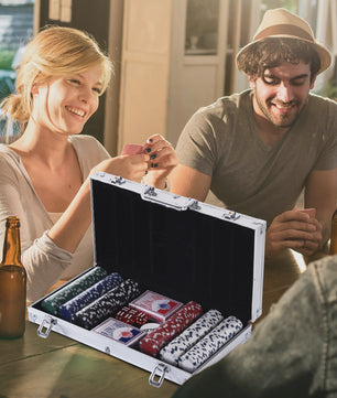Complete Poker Set met 300 Chips, Kaarten en Aluminium Koffer