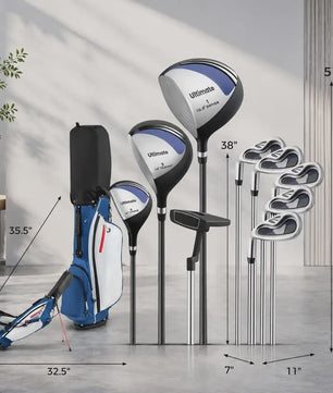 Complete Linkshandige Golfset met Grafiet Shafts en Standbag: 3 Woods, 5 Irons, Putter