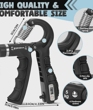 Complete Handtrainer Set: 5-60kg Verstelbare Hand Gripper, Vingerstrekker & Polstrainer