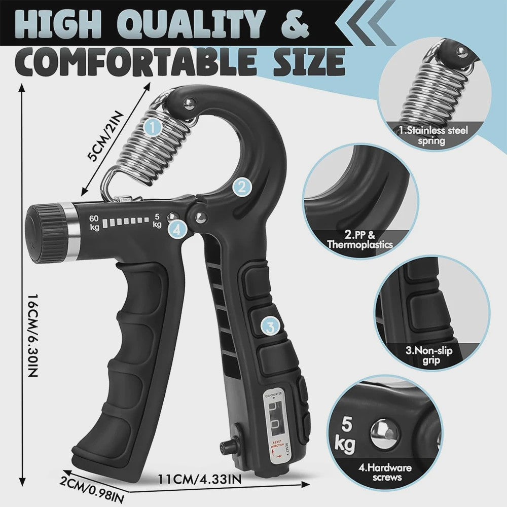 Complete Handtrainer Set: 5-60kg Verstelbare Hand Gripper, Vingerstrekker & Polstrainer