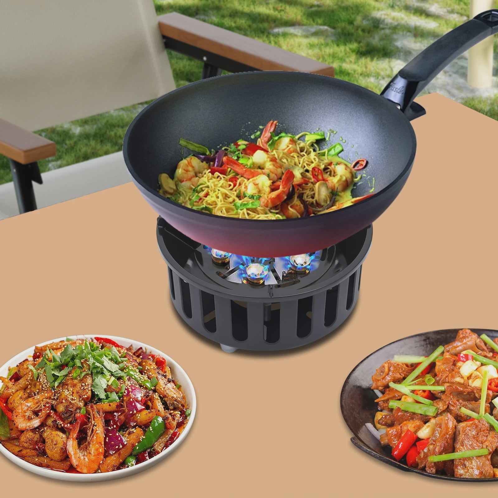 Draagbare Camping Gasbrander 21000W - Krachtige Outdoor Kookplaat met Adapters