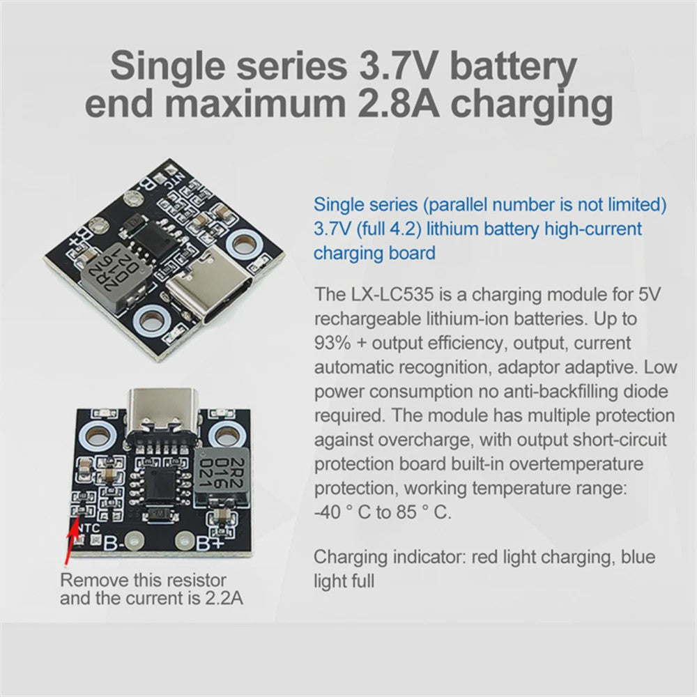 USB-C Lithium Batterij Laadmodule met Bescherming en Indicator
